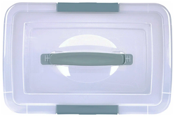 Ящик для хранения Laconic с защелками и ручкой 11 л небесный прозрачный
