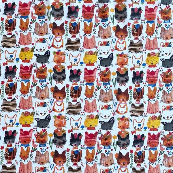 Остаток 0.85 м. ЦВЕТНЫЕ МИНИ КОТИКИ, 100% хлопок, Handmade Fabrics 1