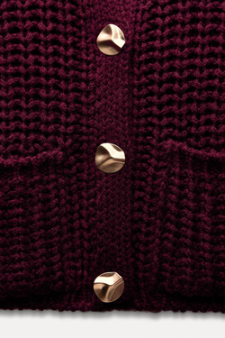 ZARA ЖИЛЕТ КРУПНОЙ ВЯЗКИ, ЦВЕТ БУРГУНДСКОГО ВИНА