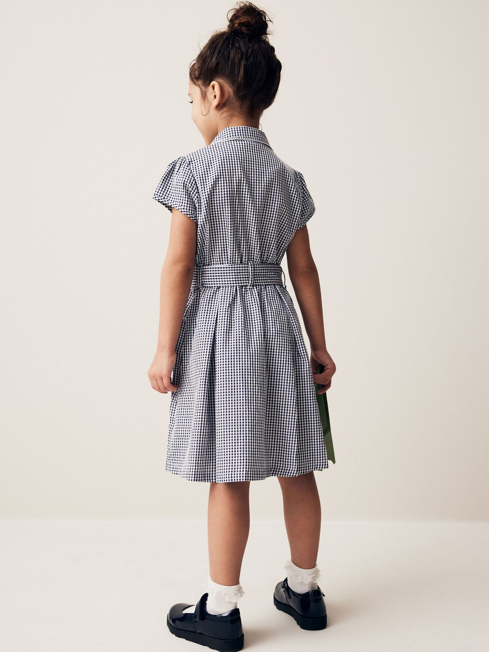 Платье школьное и резинка для волос в комплекте для девочки Next N12-651, Темно-синий, Белый