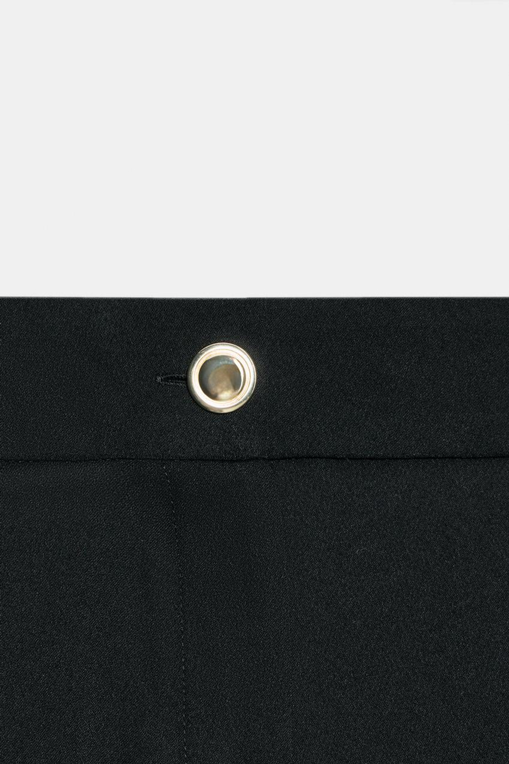 ZARA БРЮКИ ПАЛАЦЦО С ЗОЛОТИСТОЙ ПУГОВИЦЕЙ, ЧЕРНЫЙ