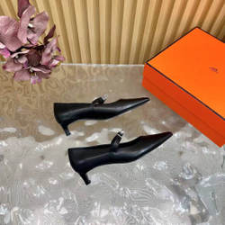 Женские туфли Hermes Kiara черного цвета с ремешком