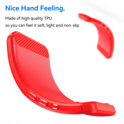 Чехол красного цвета с дизайном под карбон на iPhone 17 Pro, мягкий отклик кнопок, серия Carbon от Caseport