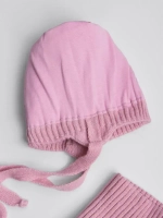 Шапка и снуд для девочки с ушками на завязках