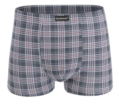 Мужские трусы-боксеры plus size в клетку из хлопкового материала (Размер: 4X) (Цвет: серый)