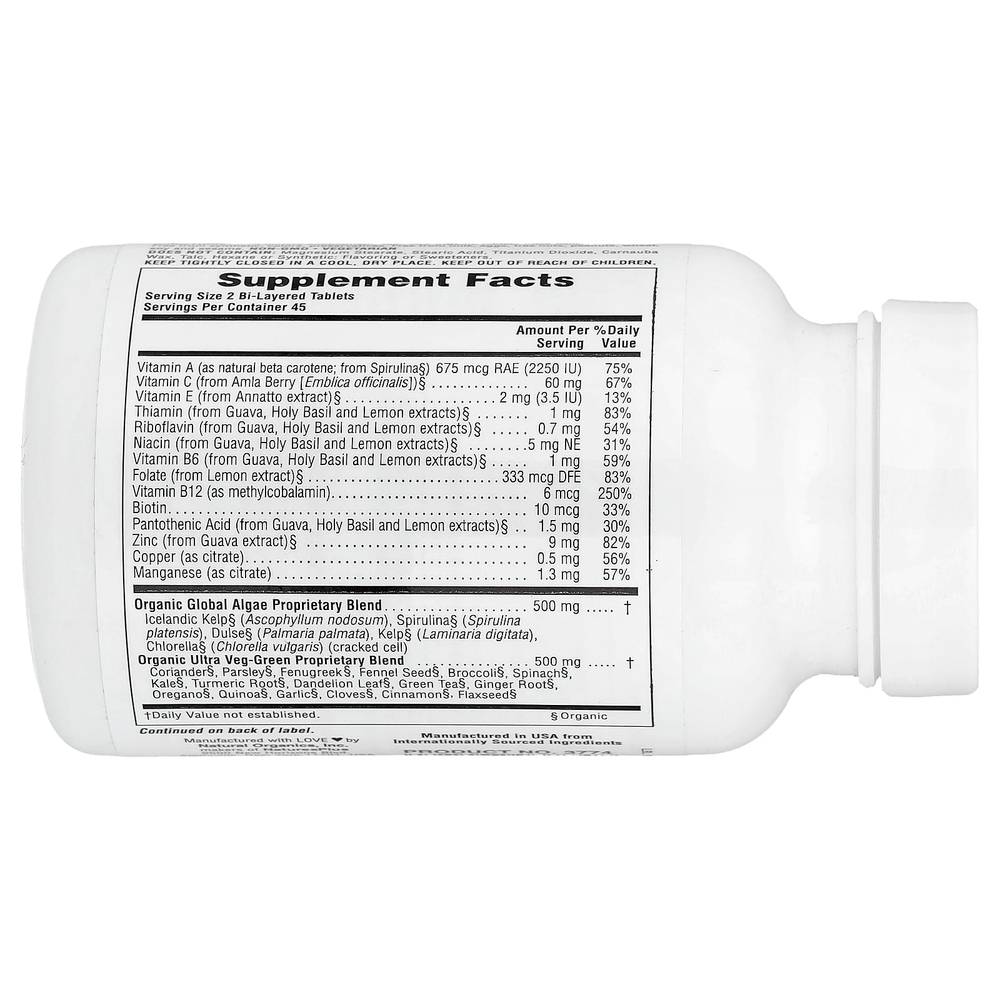 NaturesPlus, Organic Ultra Juice Green, 90 органических двухслойных таблеток