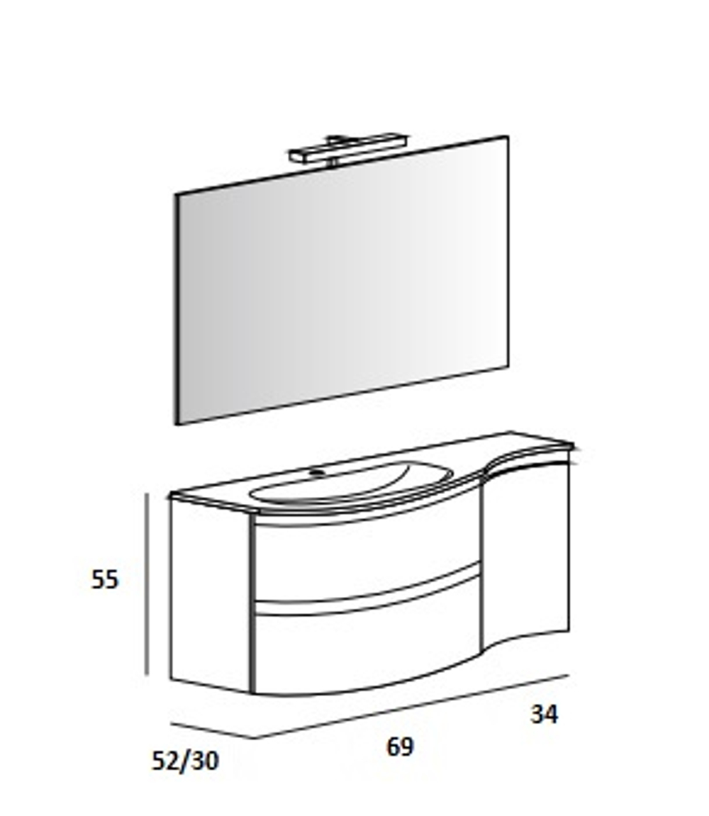 Мебель для ванной чаша слева Cezares VAGUE 104 Antacite 44221+44223