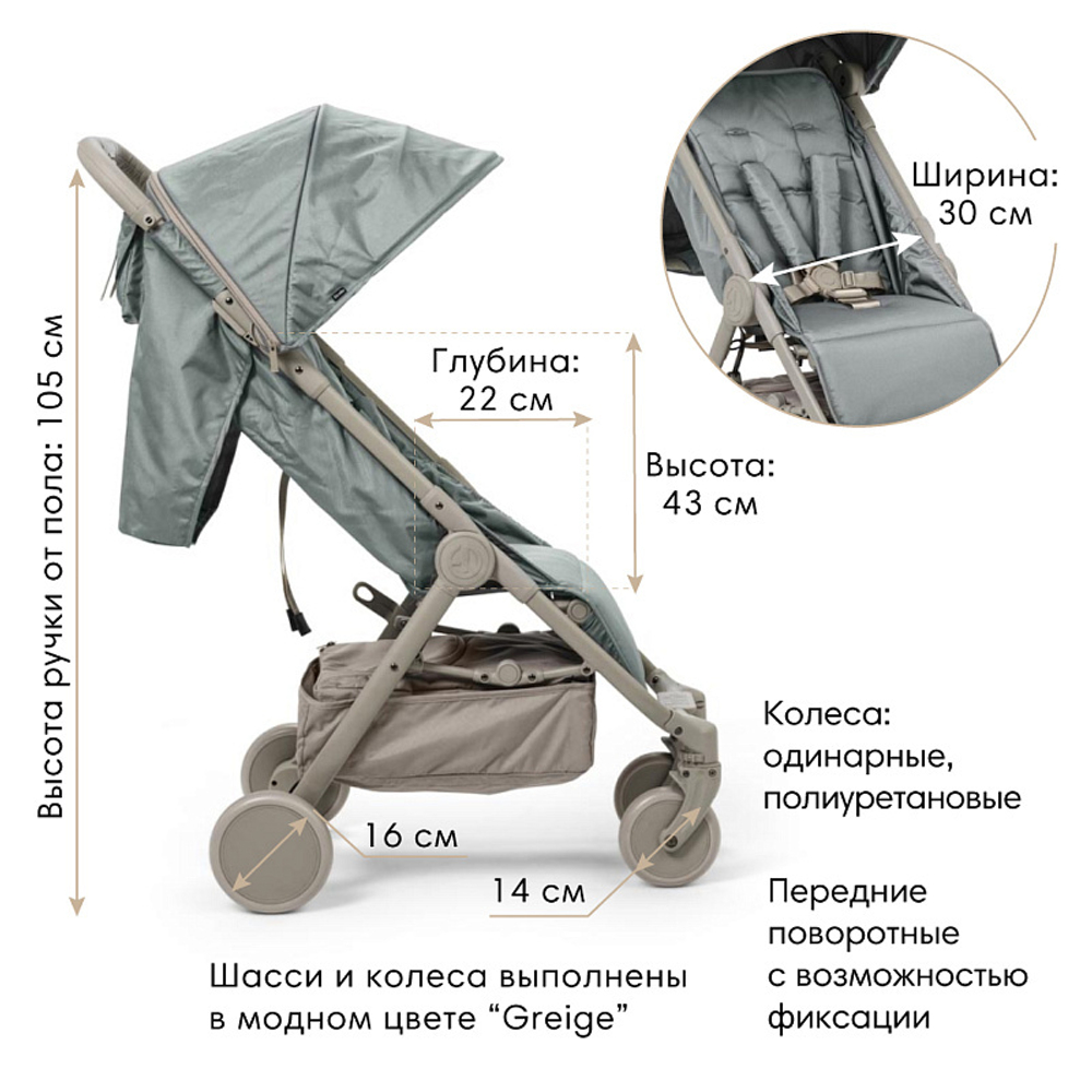 Прогулочная коляска Elodie Mondo 80820120193NA Pebble Green New