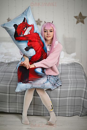 Дакимакура фурри Вишневая лисица арт. 0656