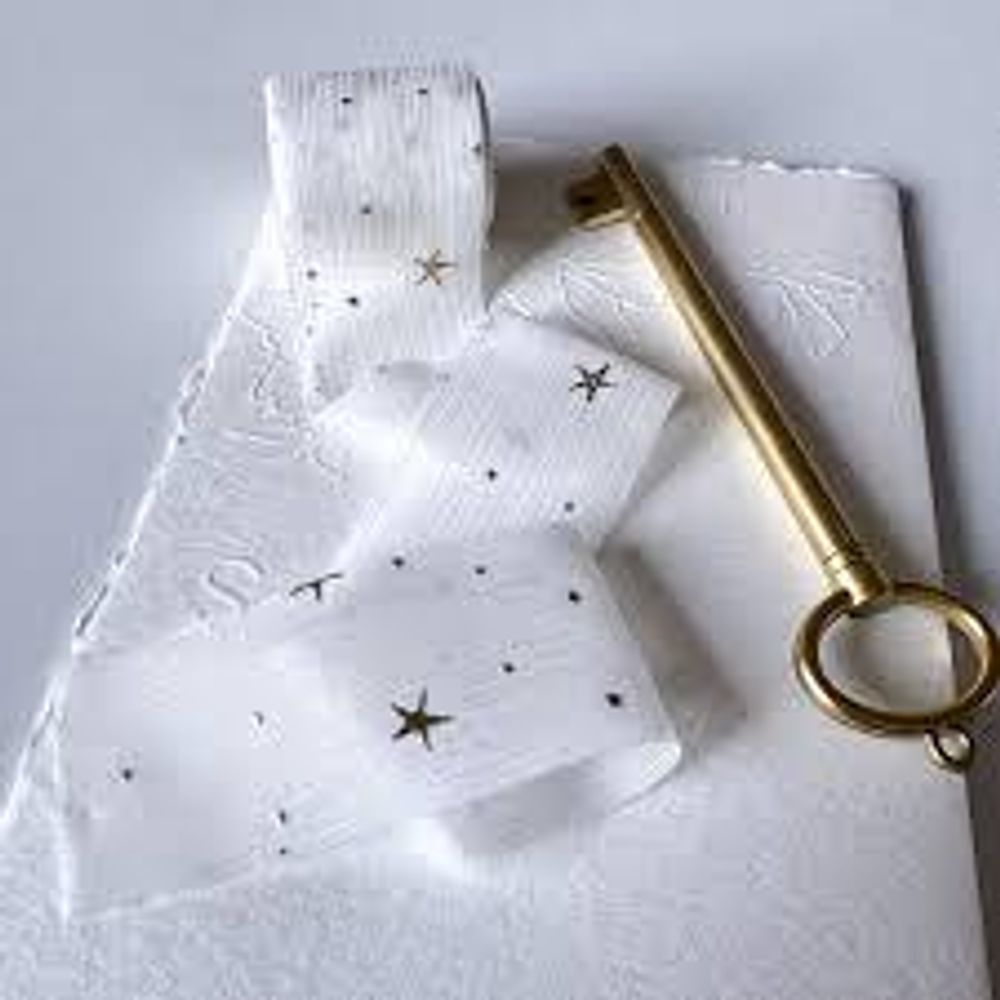 Лента Шифон Звезды (4см*5м) Белый