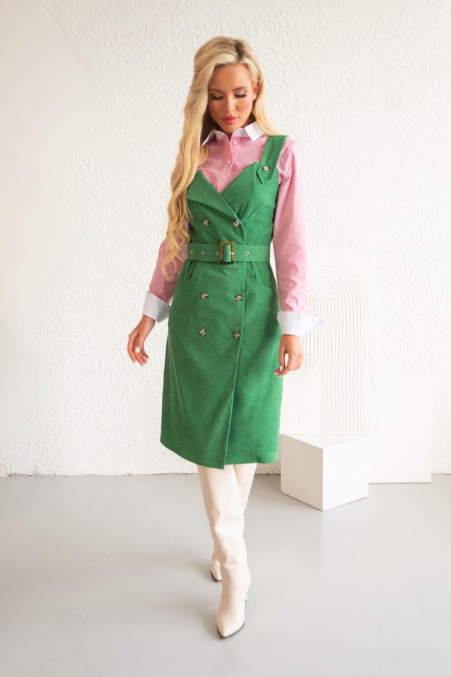 Сарафан зеленый из микровельвета