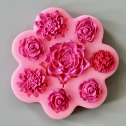 Молд силиконовый для флористики "Семицветик. Маленькие розочки" / Форма для лепки мелких цветочков и бутонов / молд для мыла, воска и полимерной глины