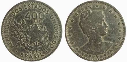 Бразилия 400 реалов, 1901 Свобода VF