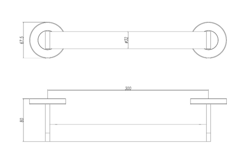 Поручень прямой 300 мм нерж. сталь NOFER 15254.30.B глянцевый