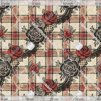 Гранж кантри клетка с розами и кружевом by Catmancer 278 DPI