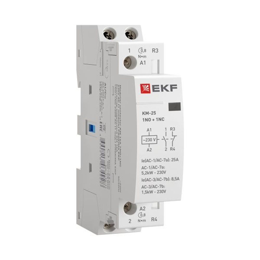 Контактор модульный КМ 25А NО+NC (1 мод.) EKF km-1-25-11