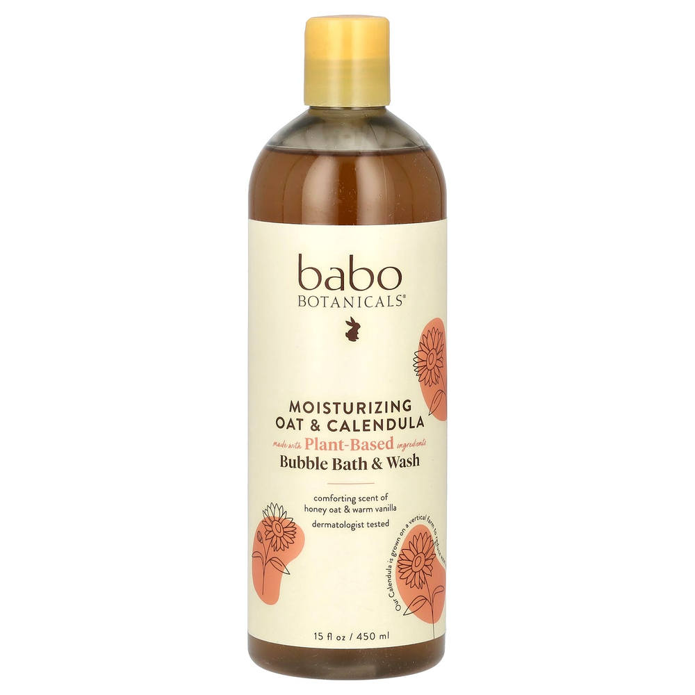 Babo Botanicals, Bubble Bath & Wash, увлажняющий овес и календула, 450 мл (15 жидк. Унций)