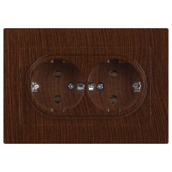 Розетка Intro Accent 6-205-10 двойная с заземлением 2X2P+E Schuko 16А-250В IP20 СУ AL/CU венге