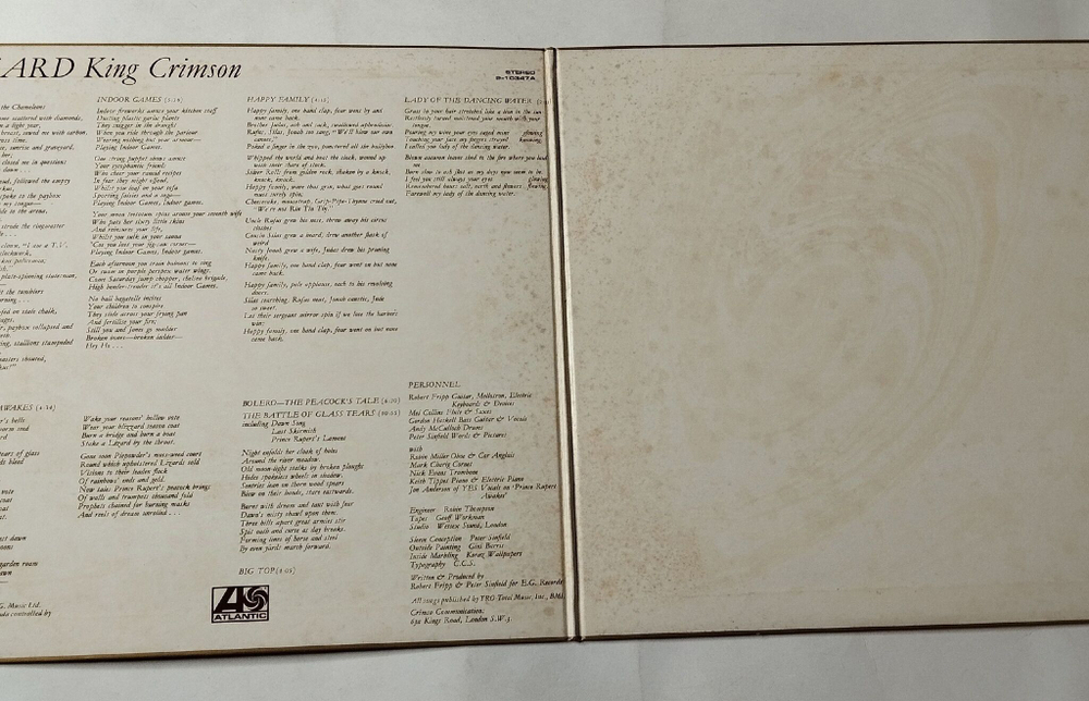Винтажная виниловая пластинка LP King Crimson Lizard (Japan 1977) (No Obi) P-10347A