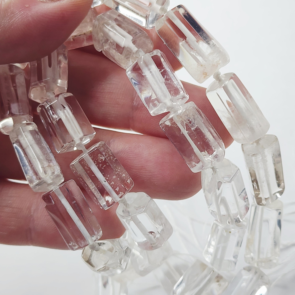 Горный хрусталь, природный прозрачный кварц, бочонок, огранка, 16×8мм, штучно