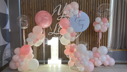 Фотозона розовая для доченьки/световая цифра №3346