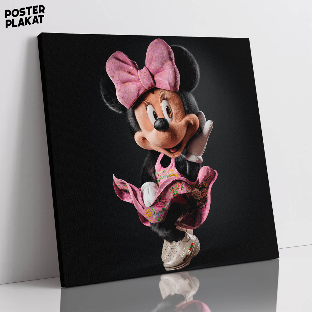 Картина Мини Маус / Minnie Mouse в Gucci, Уолт Дисней, холст с печатью на подрамнике, интерьерная, Постер Плакат