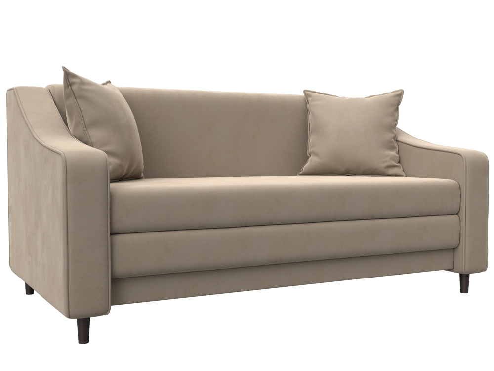 Диван прямой Лига-071, SEVEN 729 бежевый, Велюр, 129763