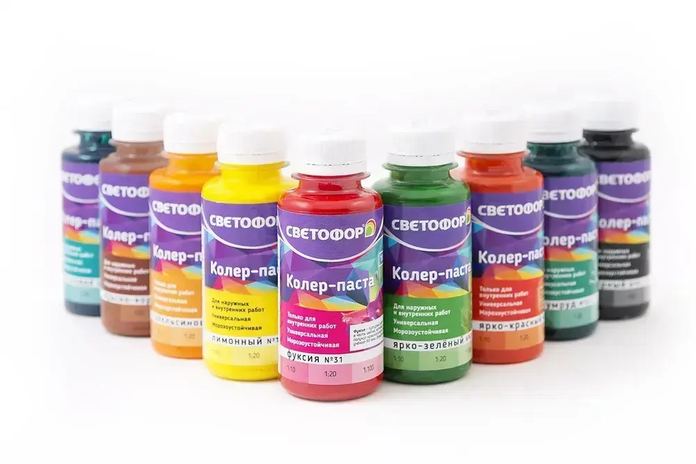 Колер для краски №62 ЗЕЛЕНОЕ ЯБЛОКО (0,1 л) СВЕТОФОР, колеровочная паста универсальная