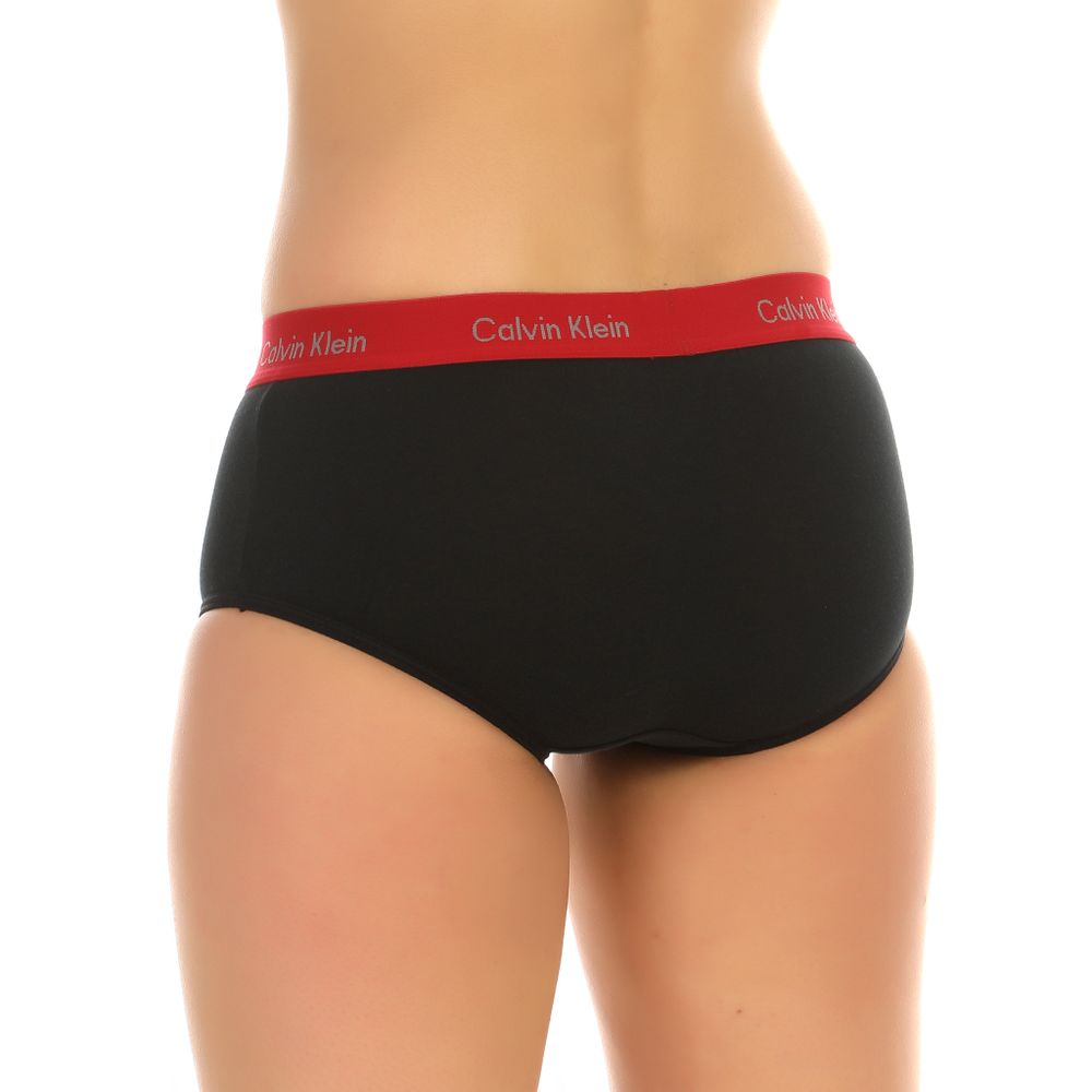 Женские трусы-шорты черные с красной резинкой Calvin Klein Women Red Black