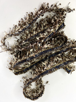 Тесьма с бахромой твидовая букле травка 35мм (1,5м в уп)