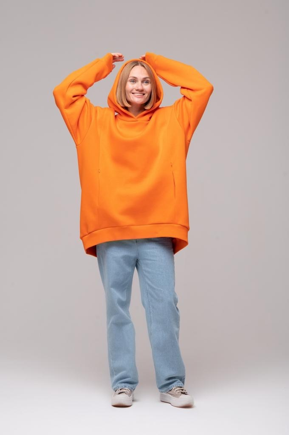 Свитшот oversize с капюшоном, Рыжий