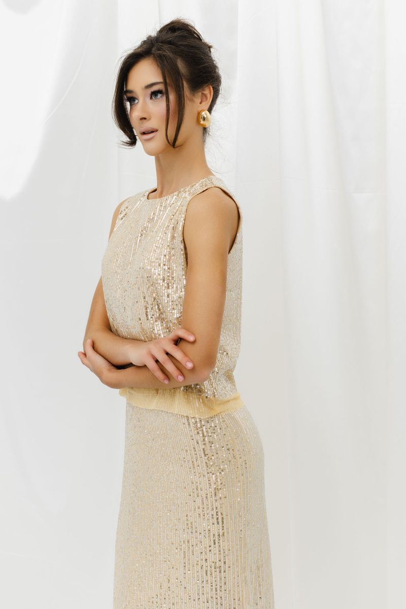 Блуза-топ из пайеток удлиненный