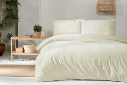 Постельное белье 2 спальное евро Arya home Natural Stone Washed кремовое