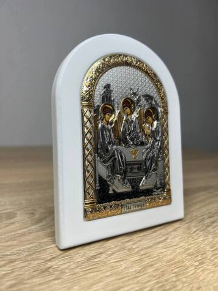 Св. Троица, икона арочная, белое дерево 105х140