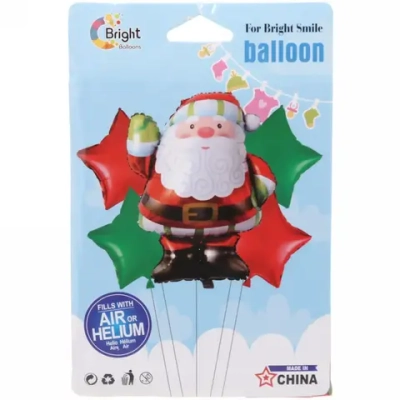 Воздушные шары 5 шт, 45см 95см «Дед Мороз»