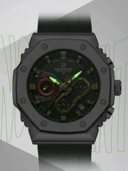 Часы наручные кварцевые NAVIFORCE на силиконовом ремешке, серебристый/зеленый W8860-02