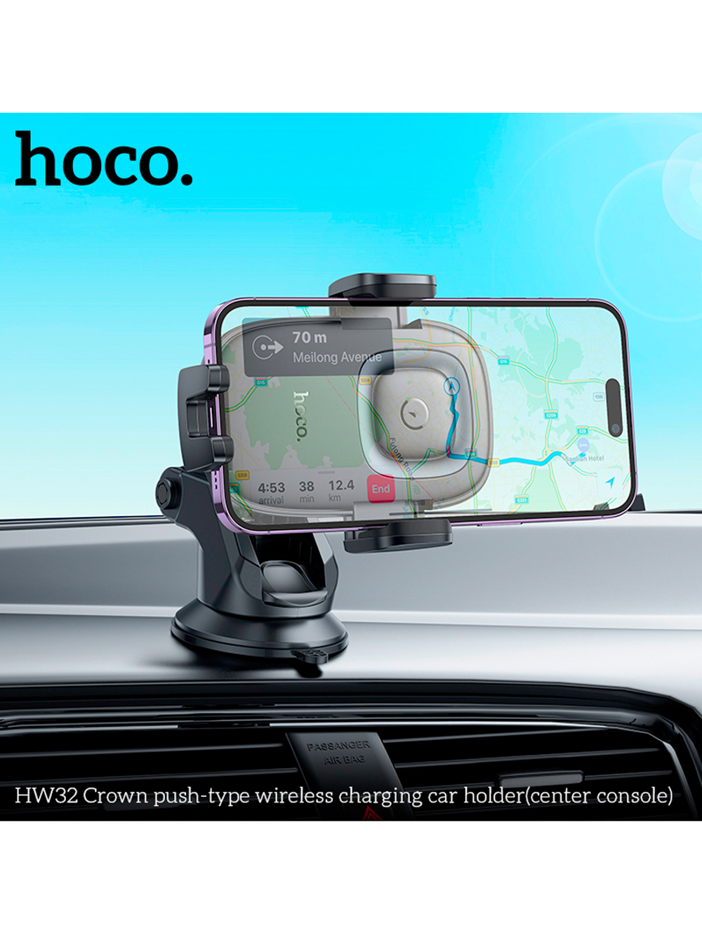 Автомобильный держатель hoco HW32 c беспроводной зарядкой 15W