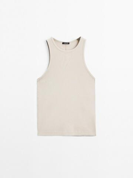 Massimo Dutti Топ с воротником-халтер, каменно-серый