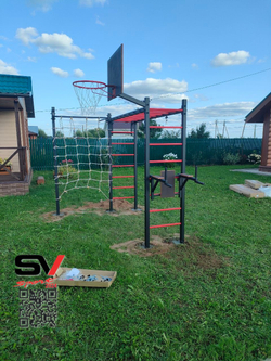 Монтаж уличной шведской стенки Sv Sport Рукоход (5 вертикальных столбов)