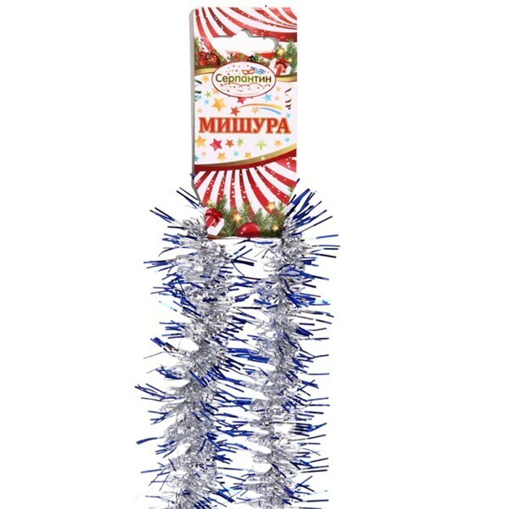 Мишура 2м, фонарик D 5см, синяя