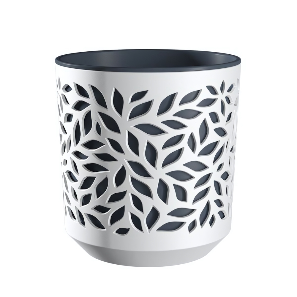 Кашпо "Leaves" (2,5л.) Цв. Белый/Антрацит (КШ-9572)