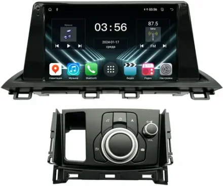 Магнитола для Mazda CX-4 2016-2024 (ШГУ монохромный) - FarCar DX9-9644A монитор 9" IPS на Android 13, 4+64Гб, CarPlay