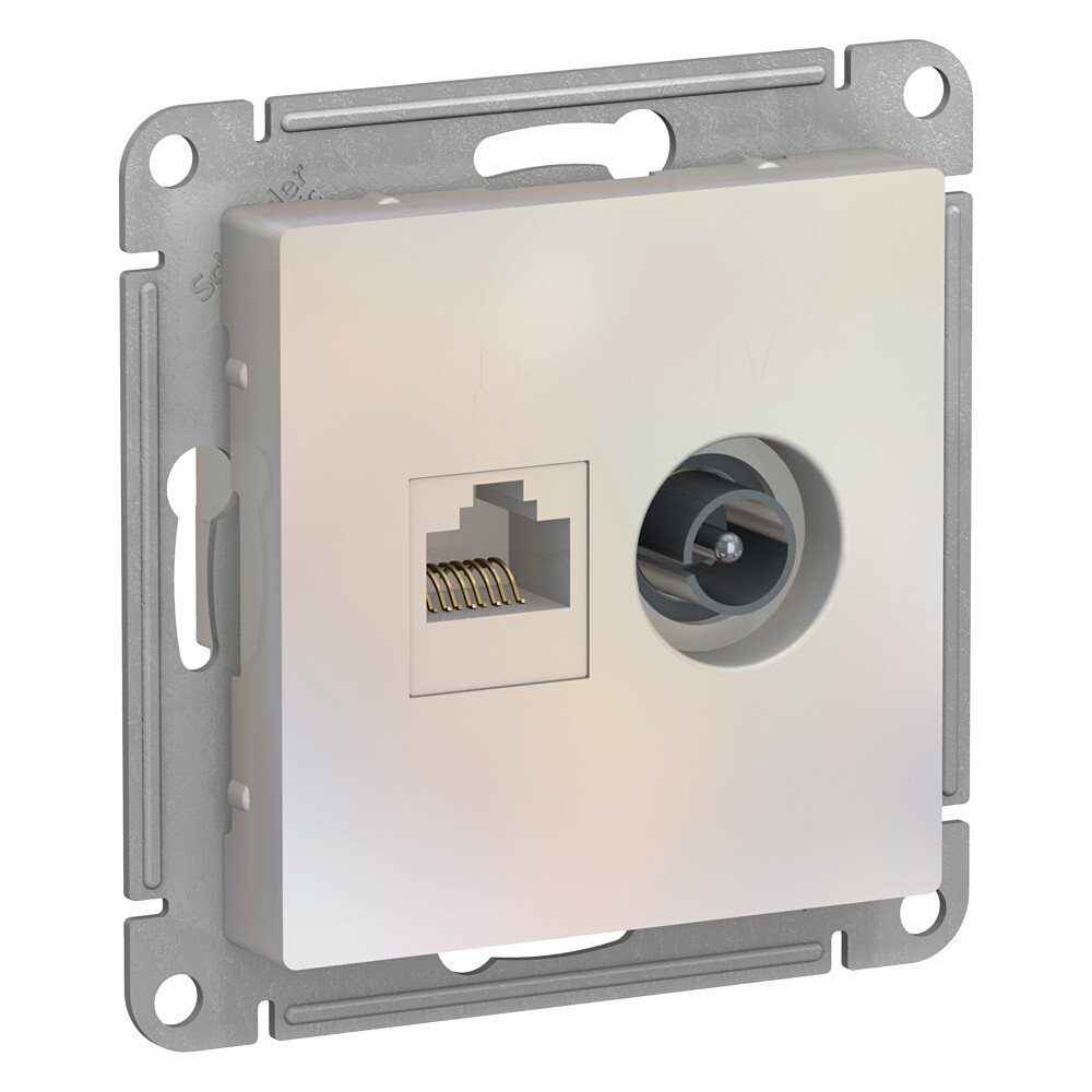 ATLASDESIGN РОЗЕТКА двойная ТВ + компьютерная RJ45, кат. 5Е, ЖЕМЧУГ