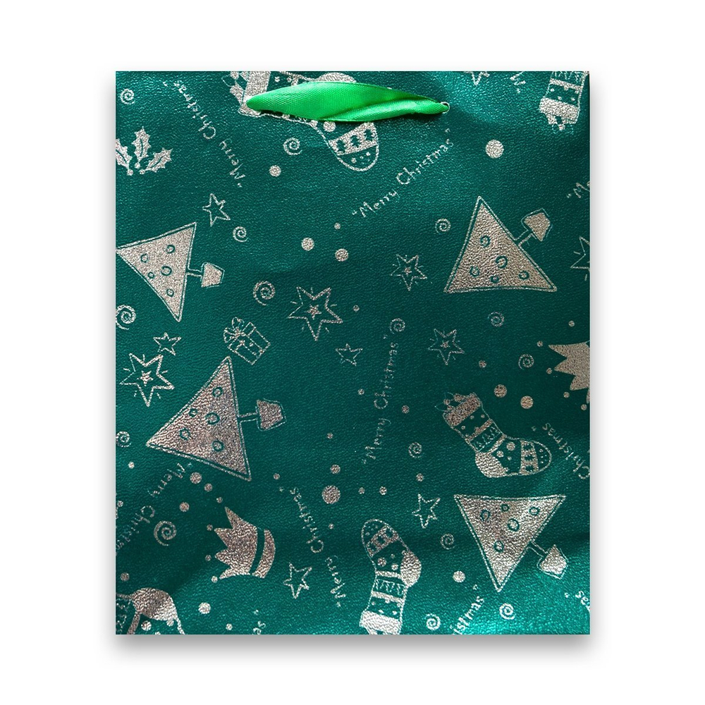 Пакет подарочный бумажный Alingar, (XL) 32,5х43х9,5 см, вертикальный, "Новый год", ламинация, тиснение, ассорти