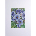 Картина акварельная авторская в раме и паспарту 21х30 см на стену для интерьера "Фиалка"