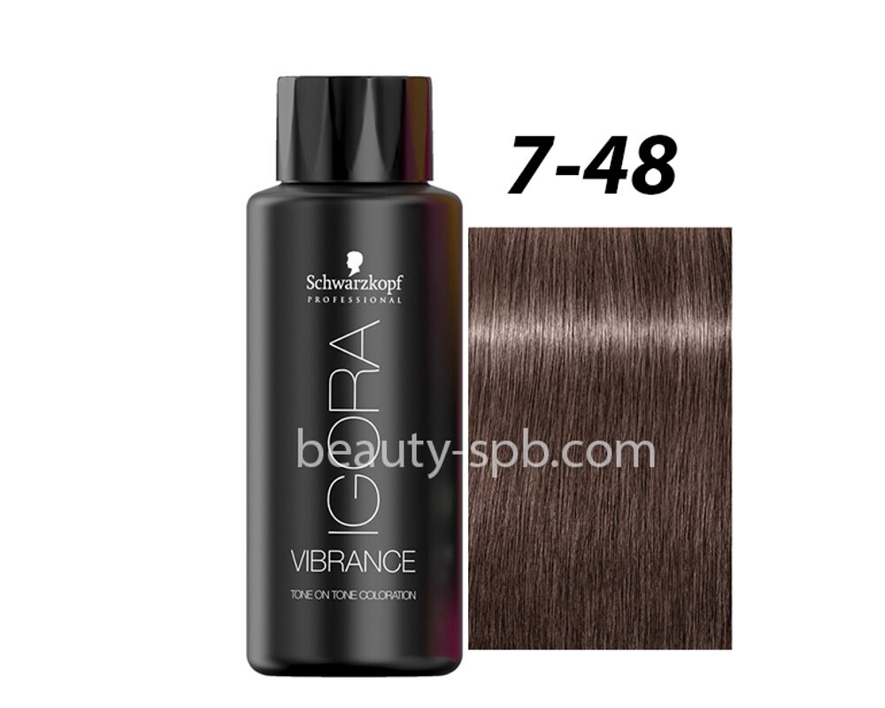Schwarzkopf Professional IGORA VIBRANCE Демиперманентный краситель 7-48 Средний русый бежевый красный 60мл