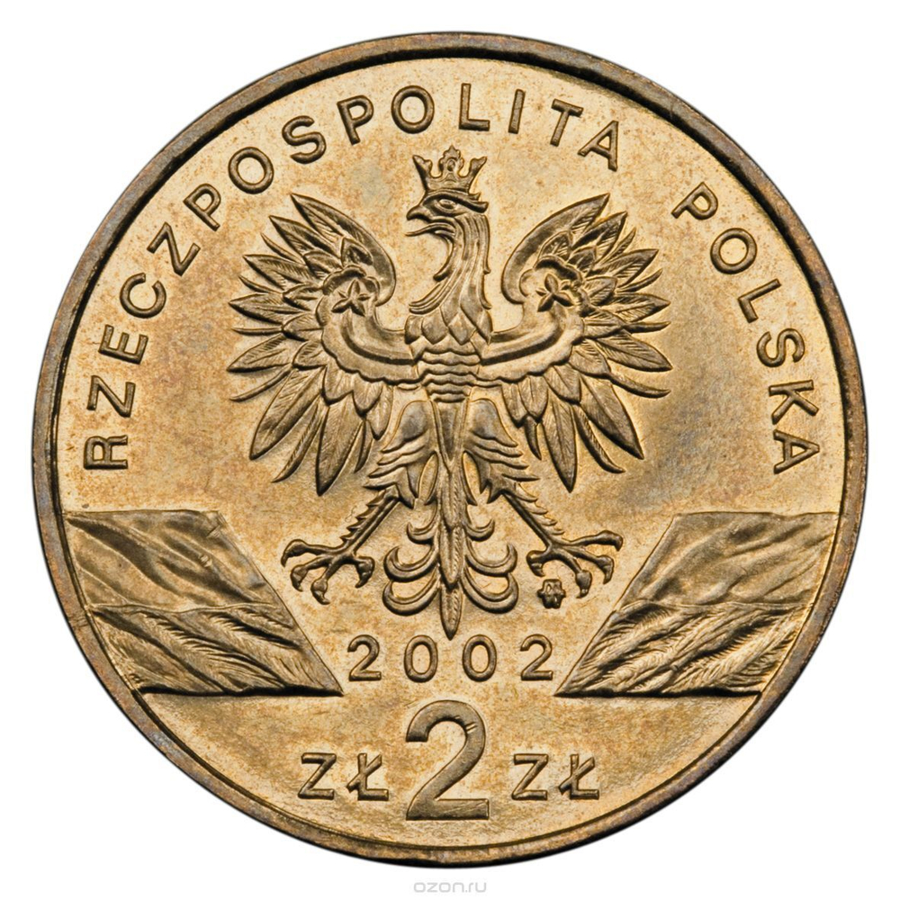 2 злотых Европейская болотная черепаха (животный мир) 2002 год, Польша. UNC