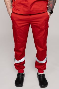 Брюки-джоггеры летние мужские Скорая помощь MedicLine цв. КРАСНЫЙ