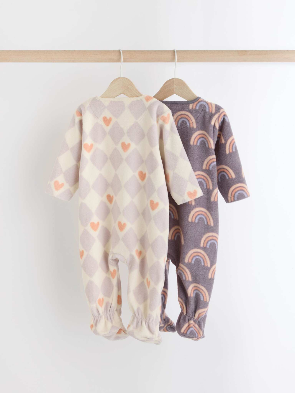 Комбинезон / Cлип флисовый для малышей Next N77-707, 2 шт., Кремовый, Серый