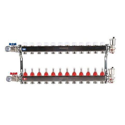 Коллекторная группа для теплого пола ROMMER RMS1210 - 1" на 12 контуров 3/4" EK